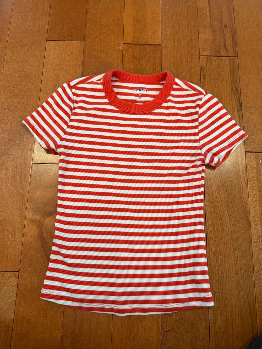 Old Navy Orange and White Striped Short Sleeve XS Snug Fit